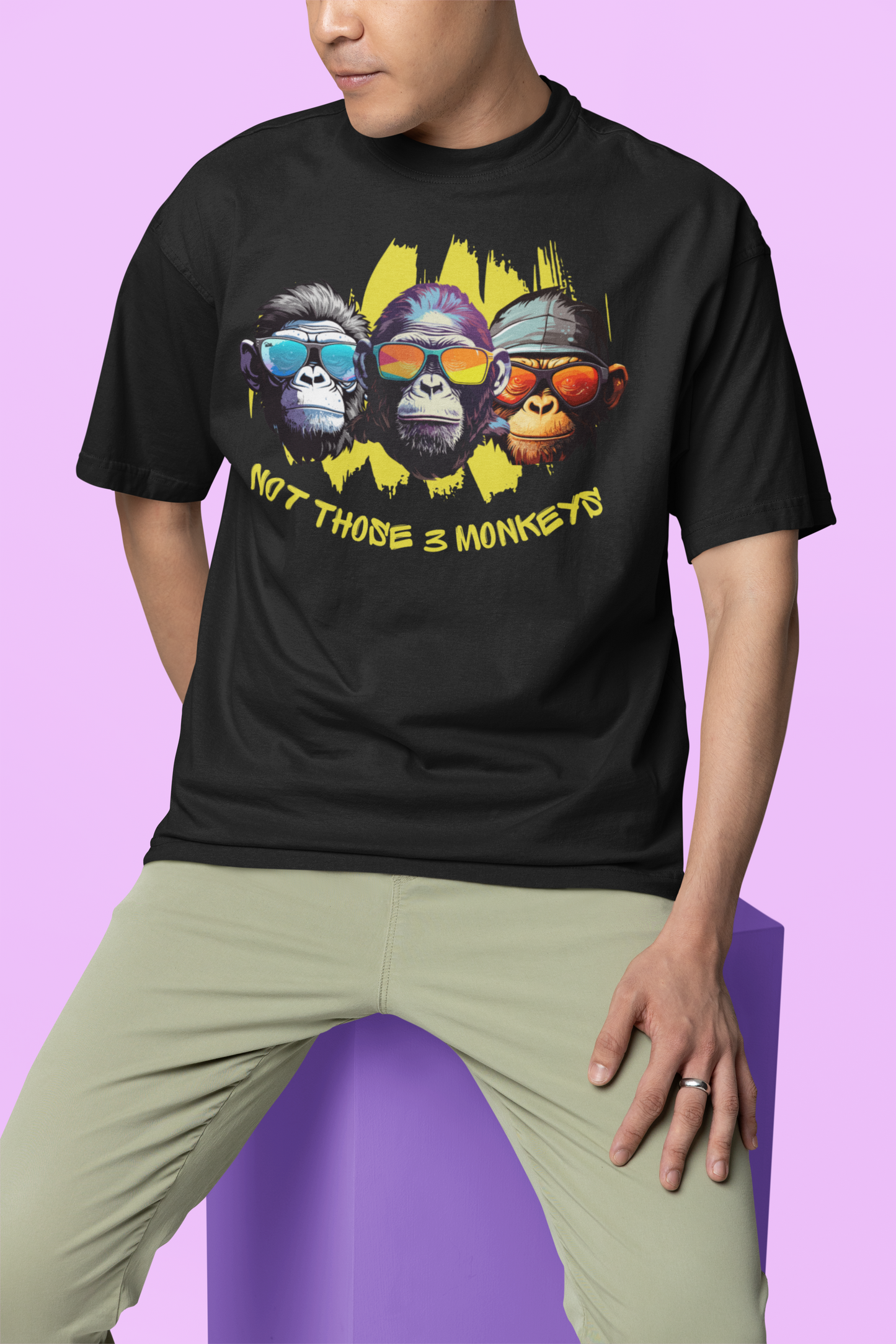 Funky Monkey Trio: Not Your Average 'Three Monkeys' Printed T-shirt