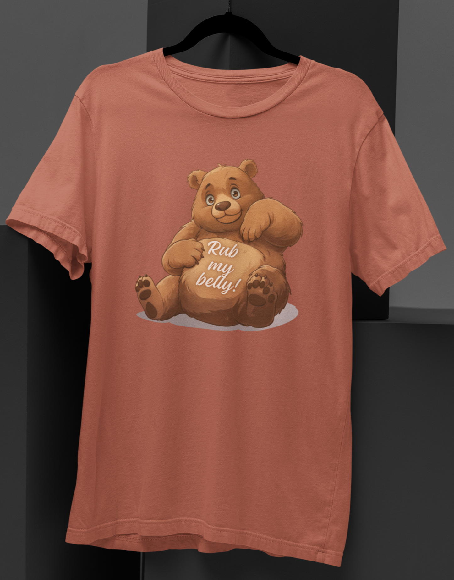 Rub My Belly: Playful Bear Graphic T-shirt