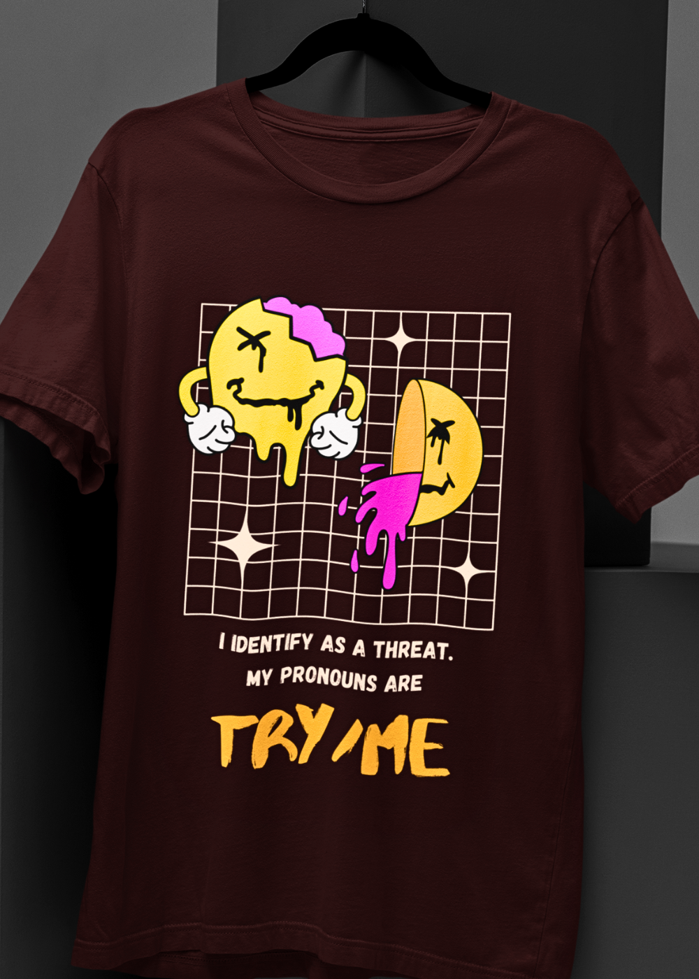 I Identify as a Threat – Try Me Oversize Unisex Tee