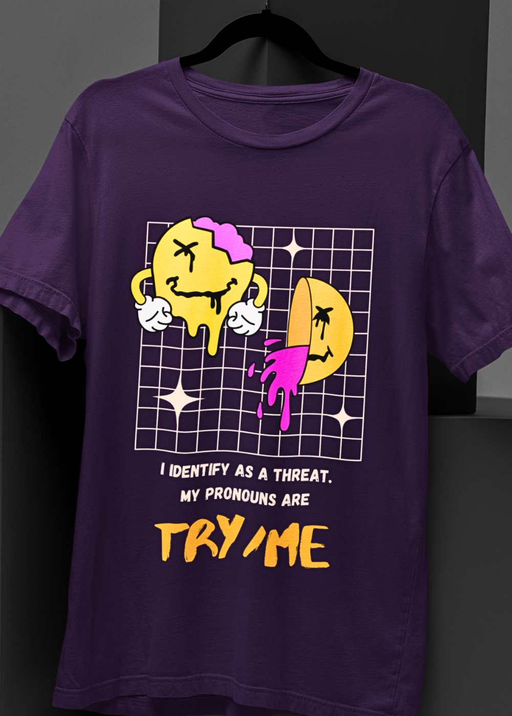 I Identify as a Threat – Try Me Oversize Unisex Tee