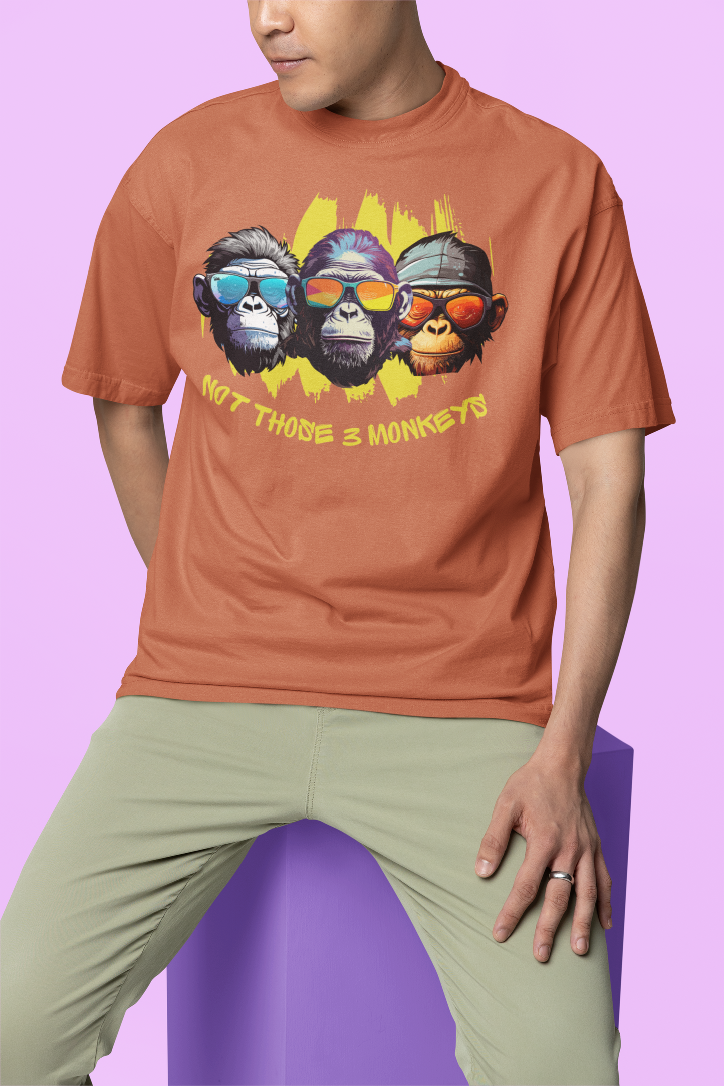 Funky Monkey Trio: Not Your Average 'Three Monkeys' Printed T-shirt