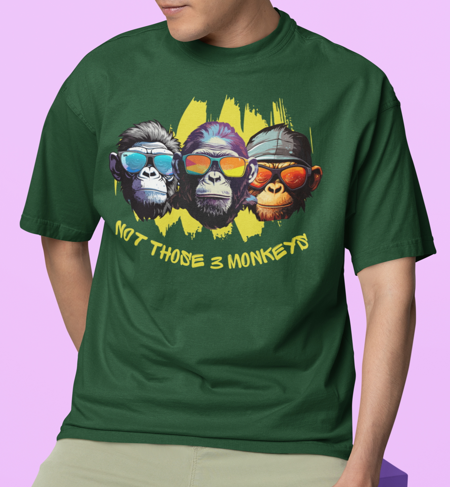 Funky Monkey Trio: Not Your Average 'Three Monkeys' Printed T-shirt