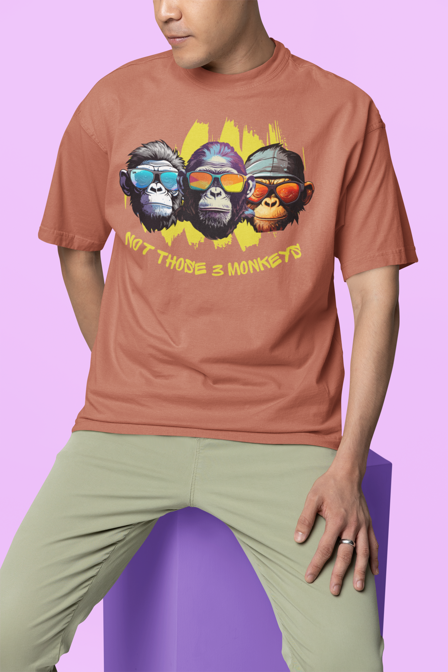 Funky Monkey Trio: Not Your Average 'Three Monkeys' Printed T-shirt
