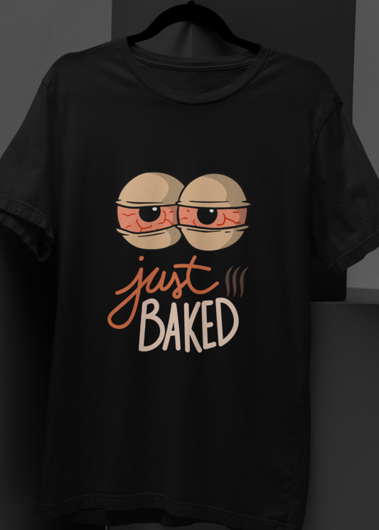 Just Baked T-Shirt – Relaxed, Funny Red-Eye Graphic Unisex Oversized Tee