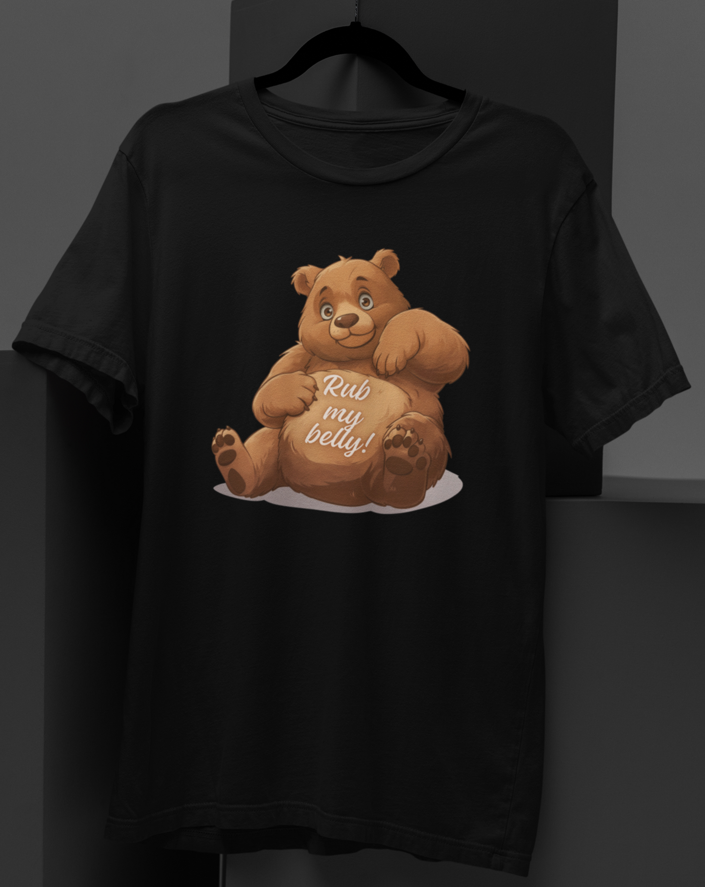 Rub My Belly: Playful Bear Graphic T-shirt