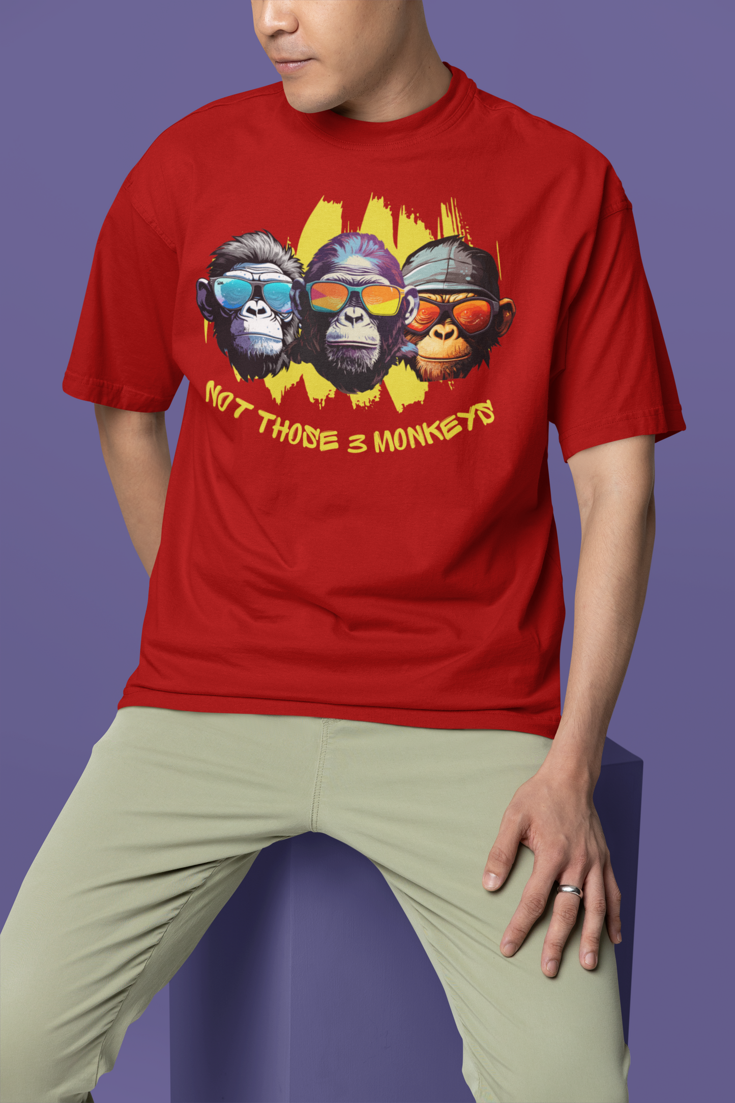 Funky Monkey Trio: Not Your Average 'Three Monkeys' Printed T-shirt