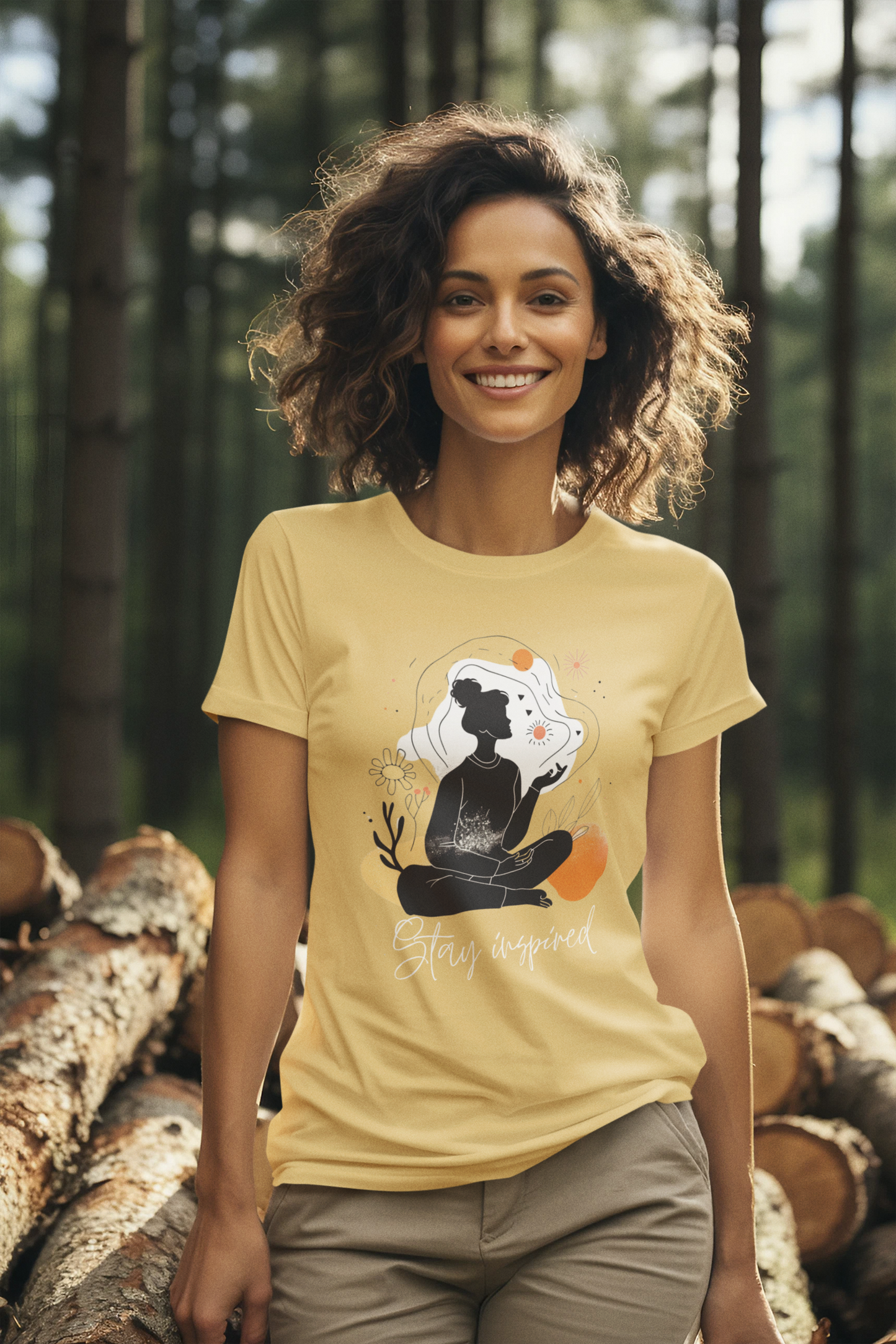 Creative Blossoms : Stay Inspired Floral Graphic T-Shirt