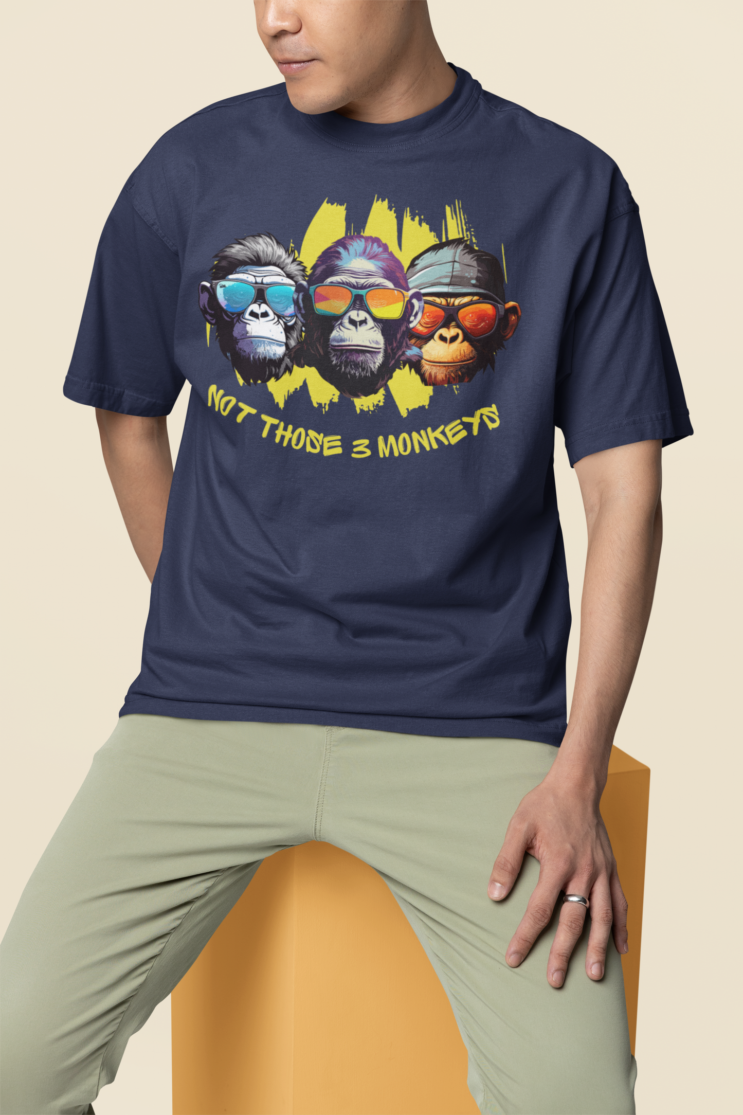 Funky Monkey Trio: Not Your Average 'Three Monkeys' Printed T-shirt