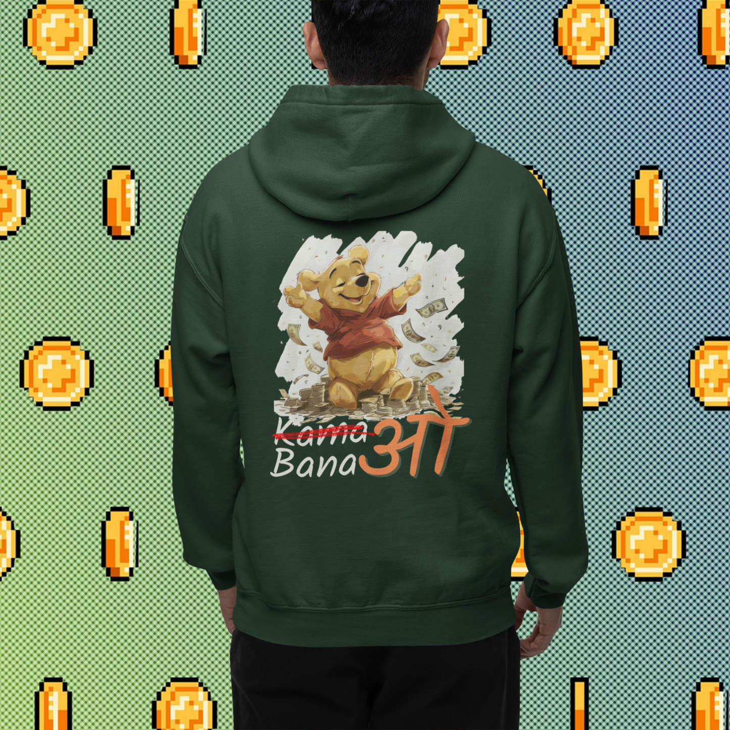 Earn Honey Pot Wealth: Winnie the Pooh Surrounded by Cash Hoodie