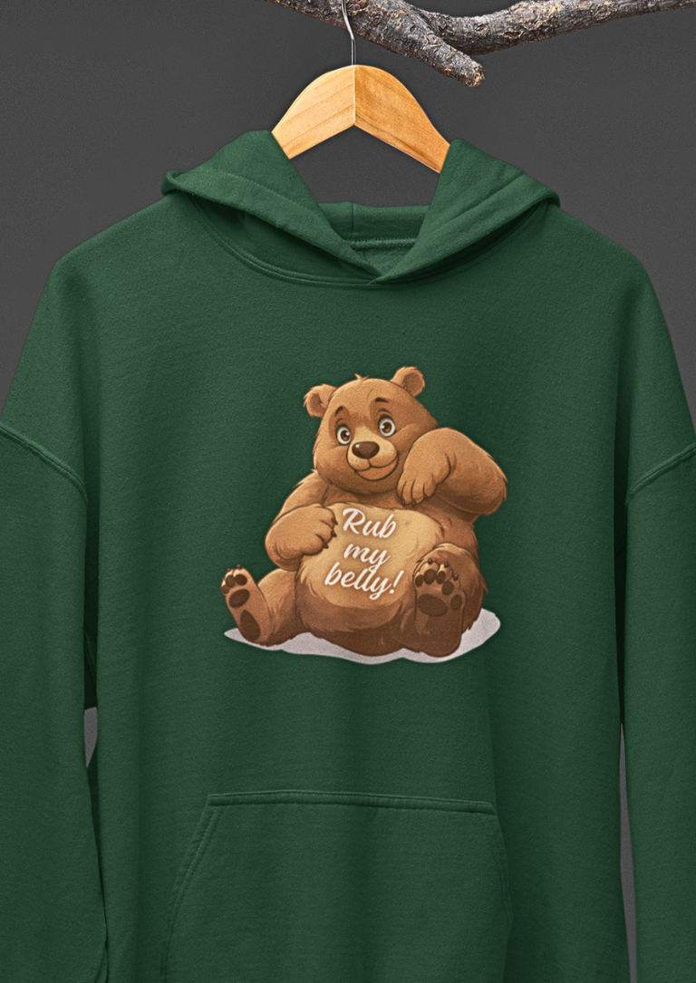 Cuddly Belly : Playful Bear Graphic hoodie