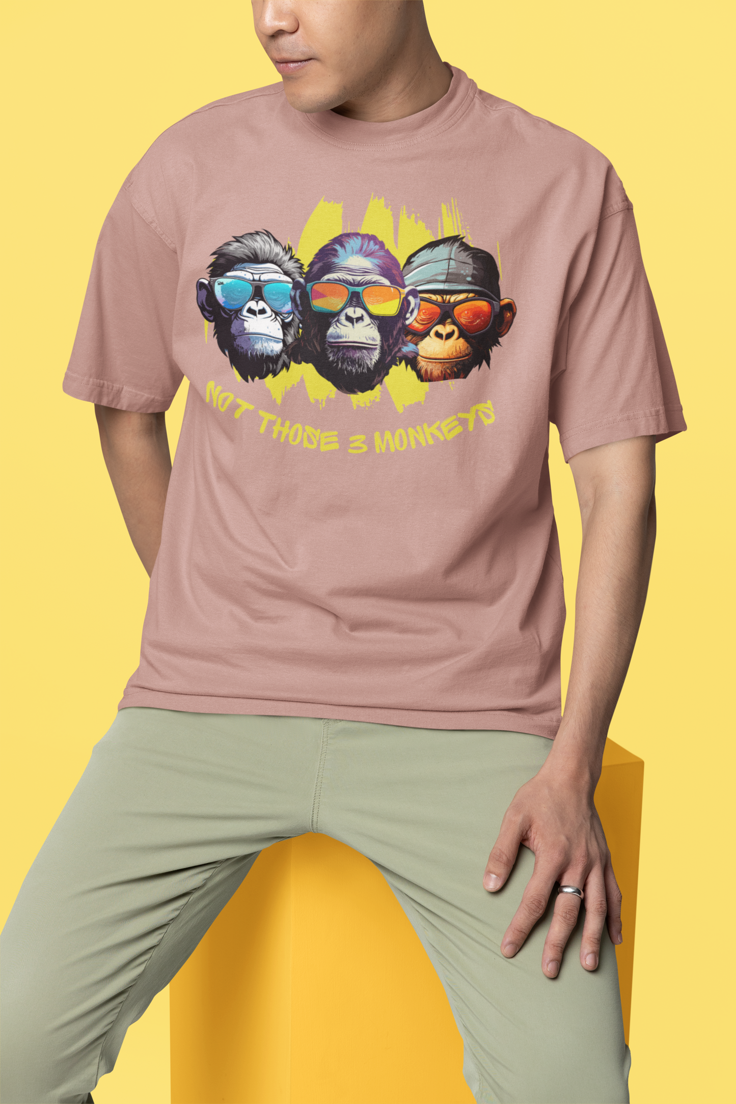 Funky Monkey Trio: Not Your Average 'Three Monkeys' Printed T-shirt