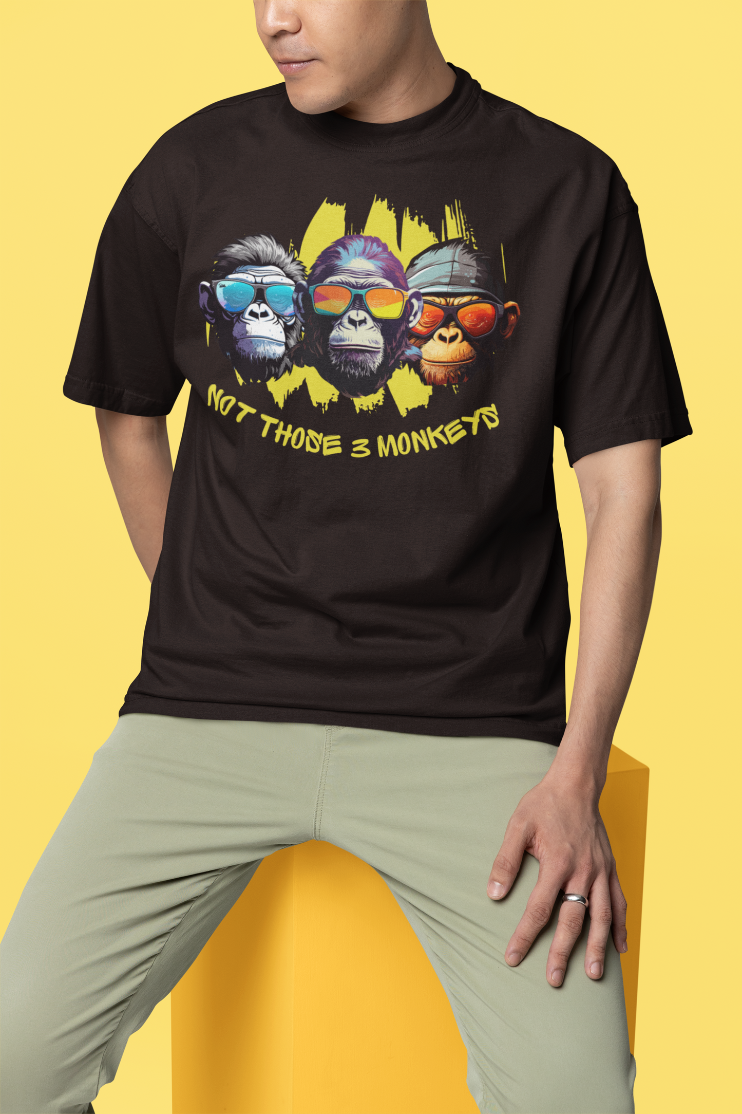 Funky Monkey Trio: Not Your Average 'Three Monkeys' Printed T-shirt
