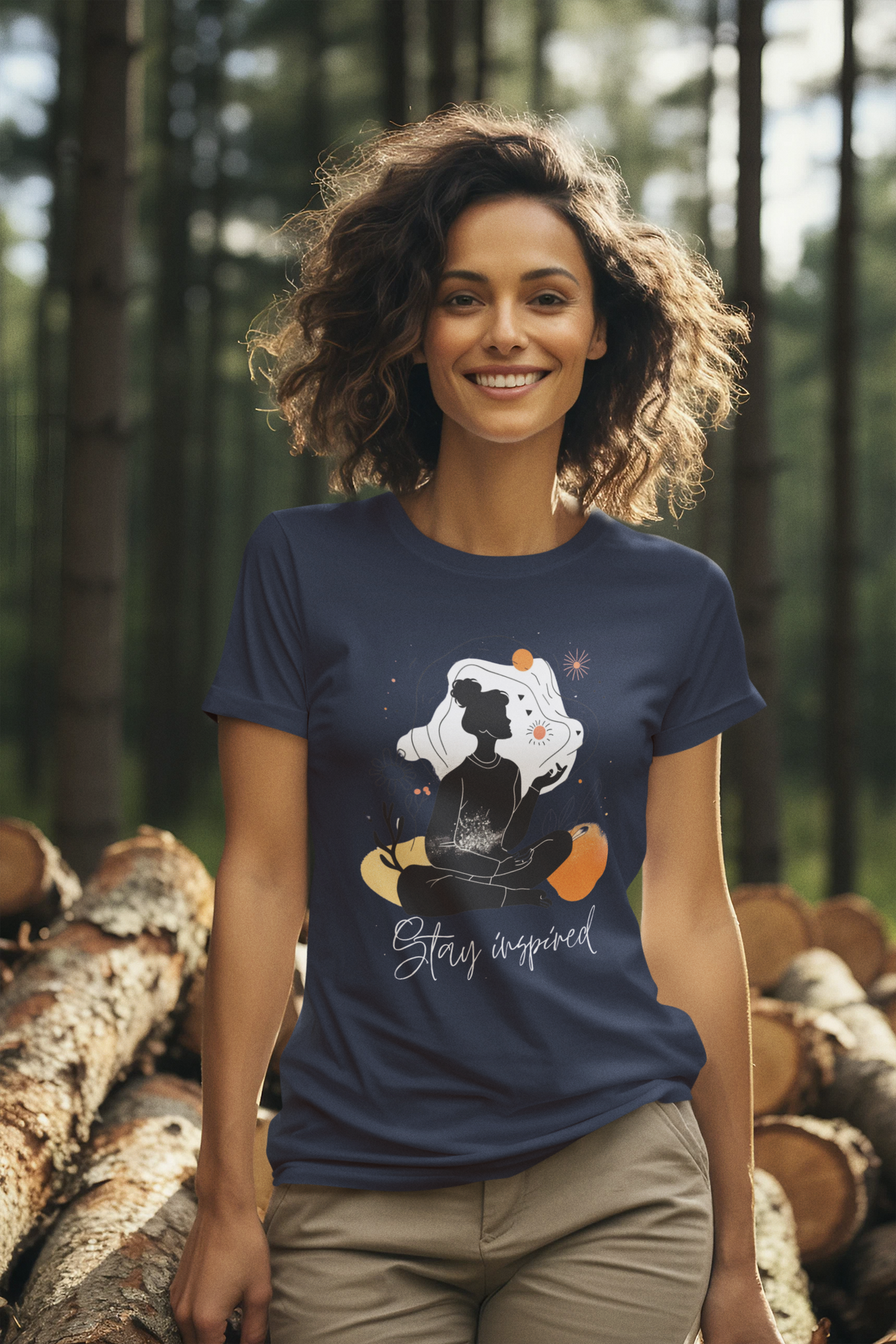 Creative Blossoms : Stay Inspired Floral Graphic T-Shirt