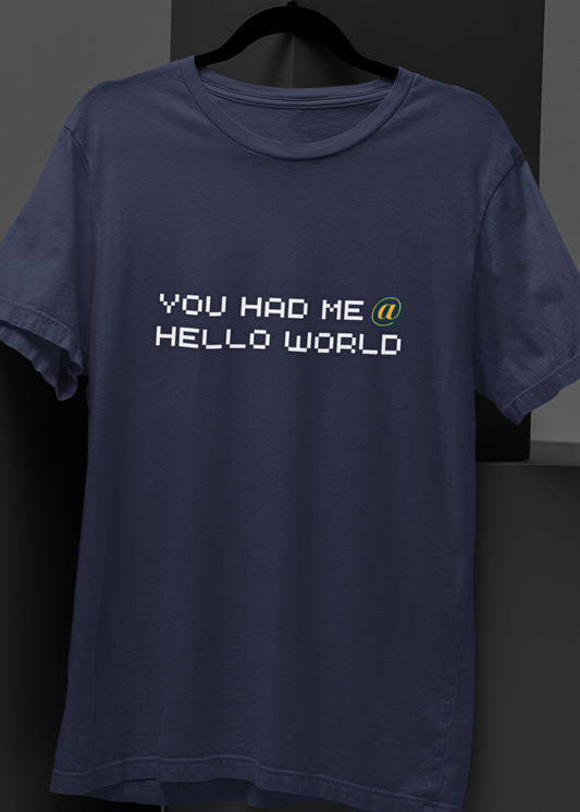 You Had Me @ Hello World - Programmer's Love Unisex Oversized Tee
