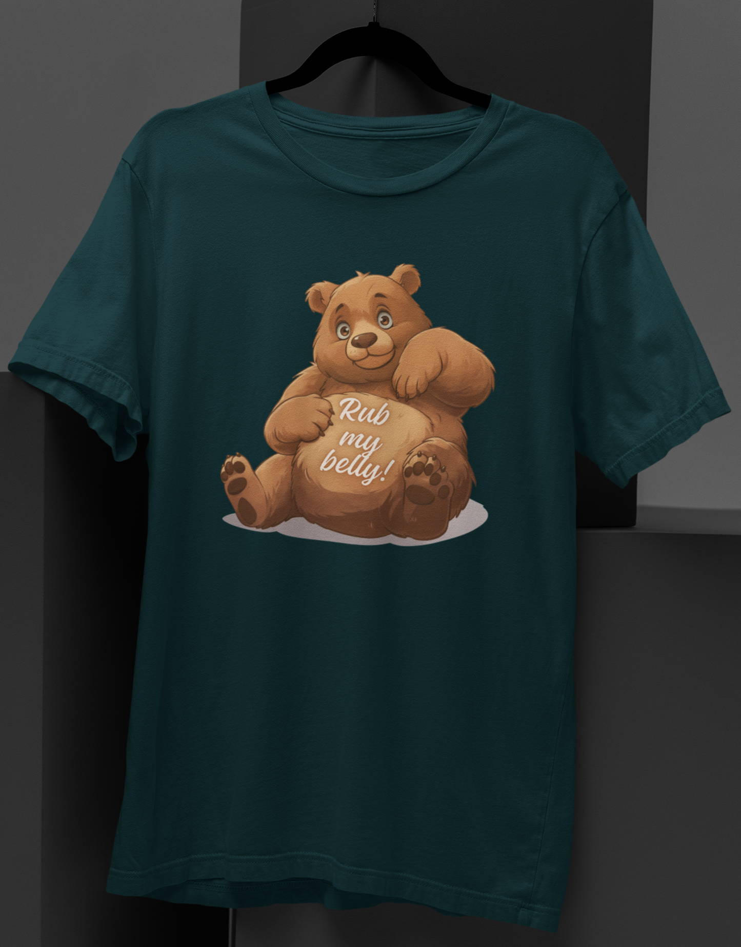 Rub My Belly: Playful Bear Graphic T-shirt