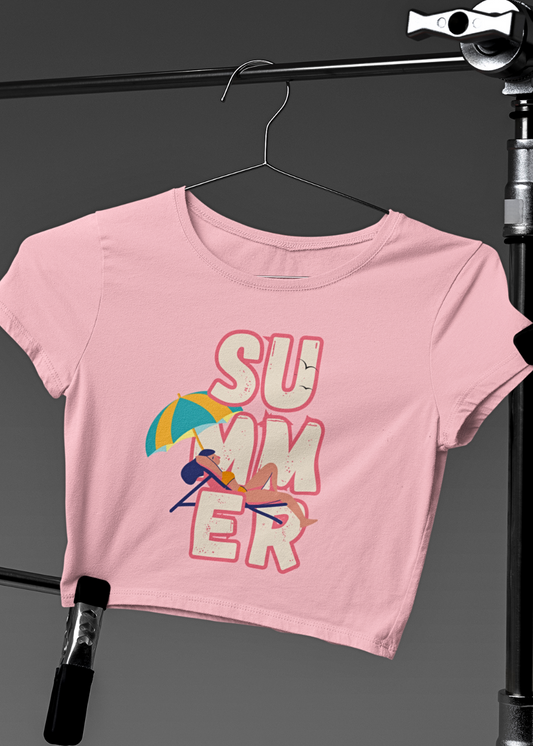 Summer Vibes Beach Graphic Crop Top