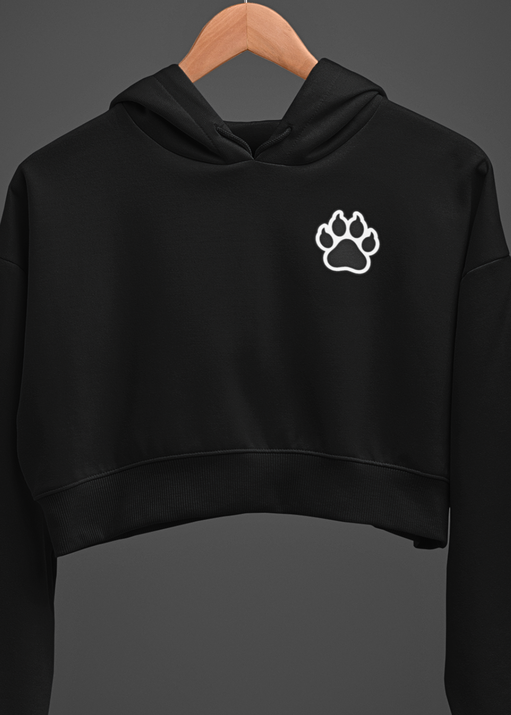 InkedWolf Crop Hoodie - Stylish Wolf Paw Print Design