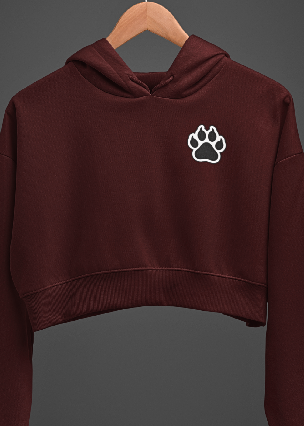 InkedWolf Crop Hoodie - Stylish Wolf Paw Print Design