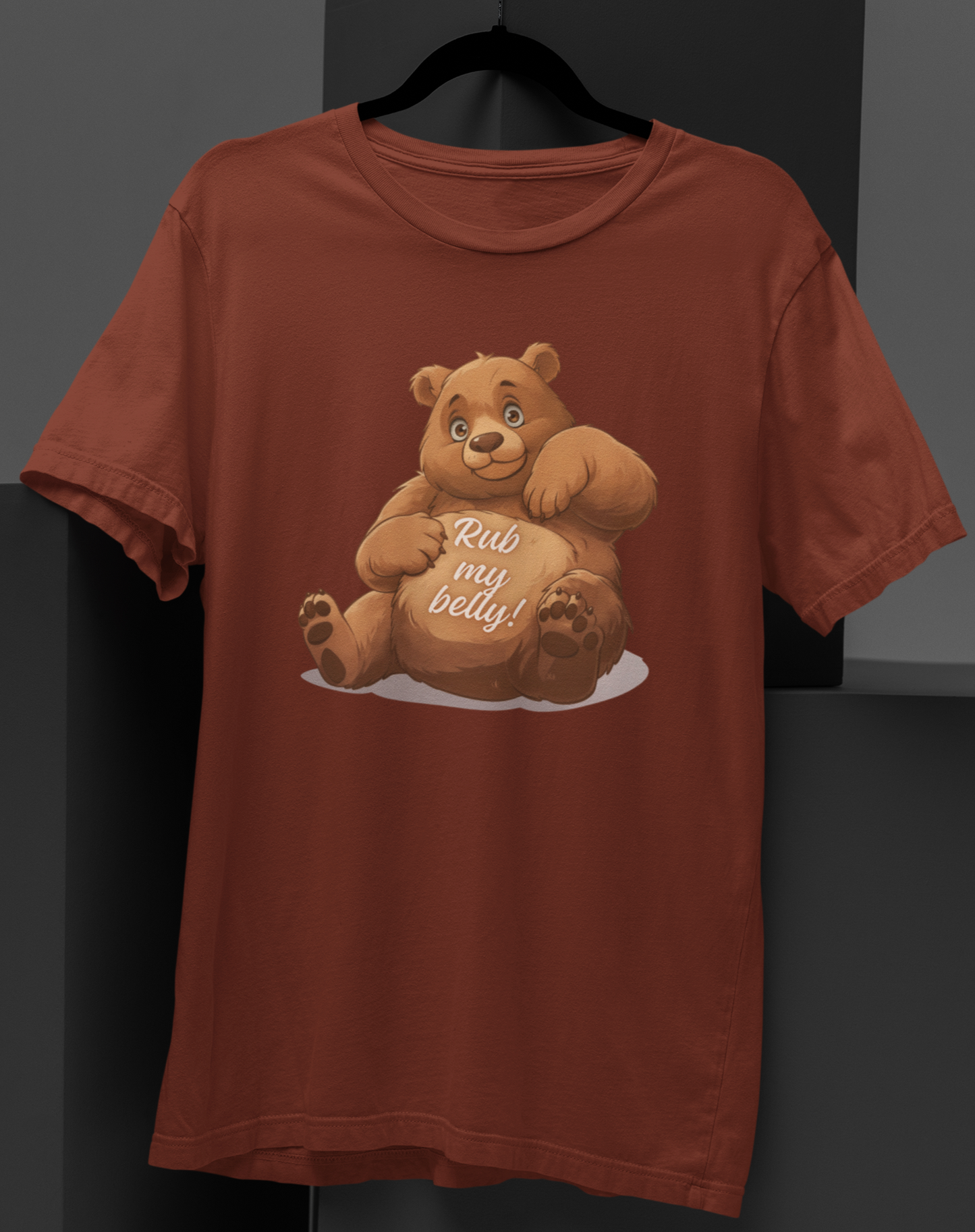 Rub My Belly: Playful Bear Graphic T-shirt