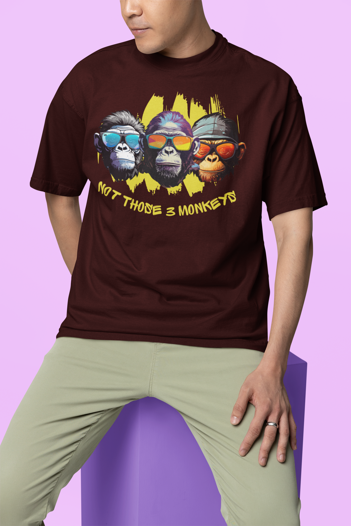 Funky Monkey Trio: Not Your Average 'Three Monkeys' Printed T-shirt