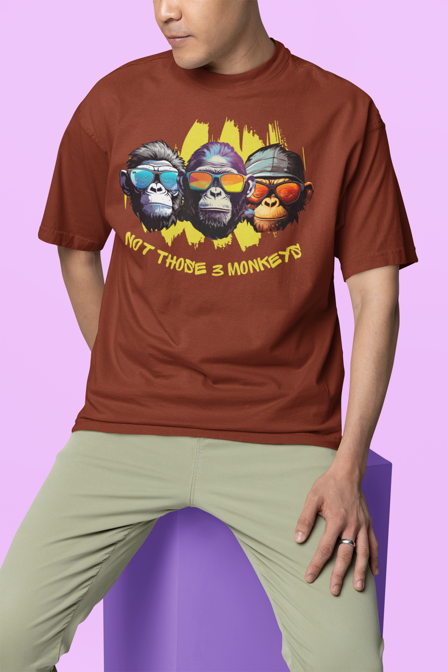 Funky Monkey Trio: Not Your Average 'Three Monkeys' Printed T-shirt
