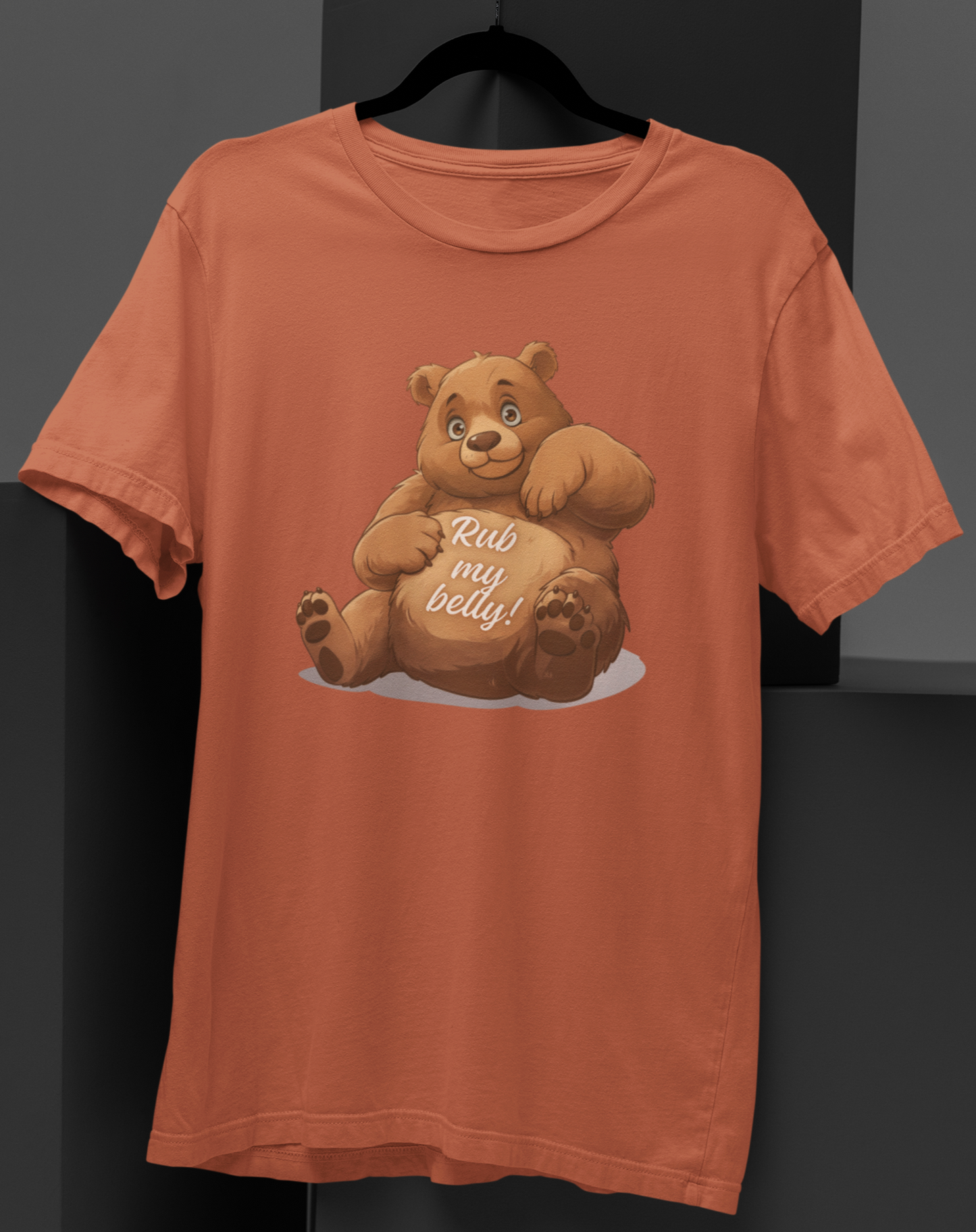 Rub My Belly: Playful Bear Graphic T-shirt