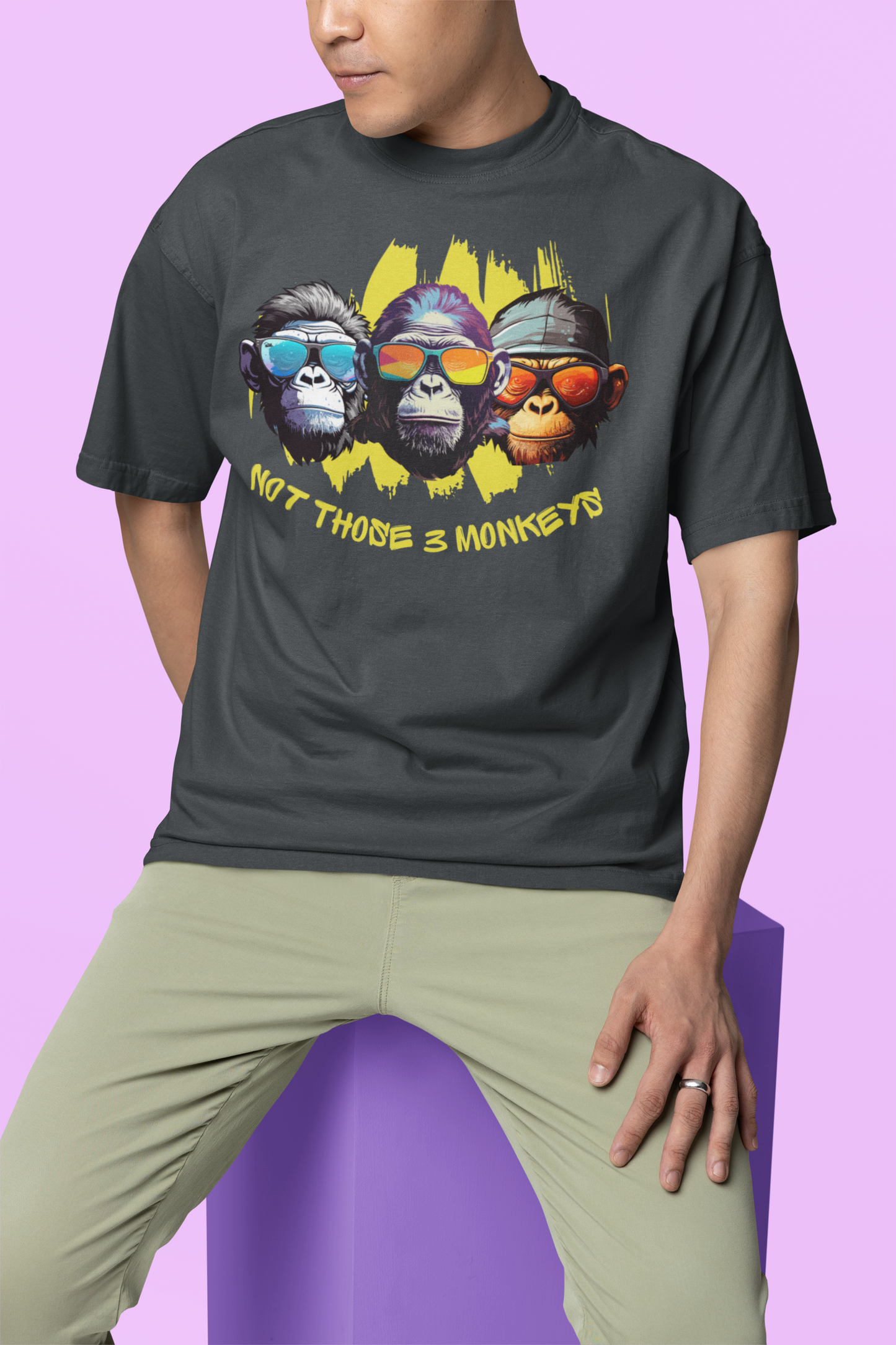 Funky Monkey Trio: Not Your Average 'Three Monkeys' Printed T-shirt