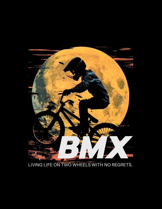 BMX Living Life T-shirt: Ride Under the Moonlight with No Regrets!