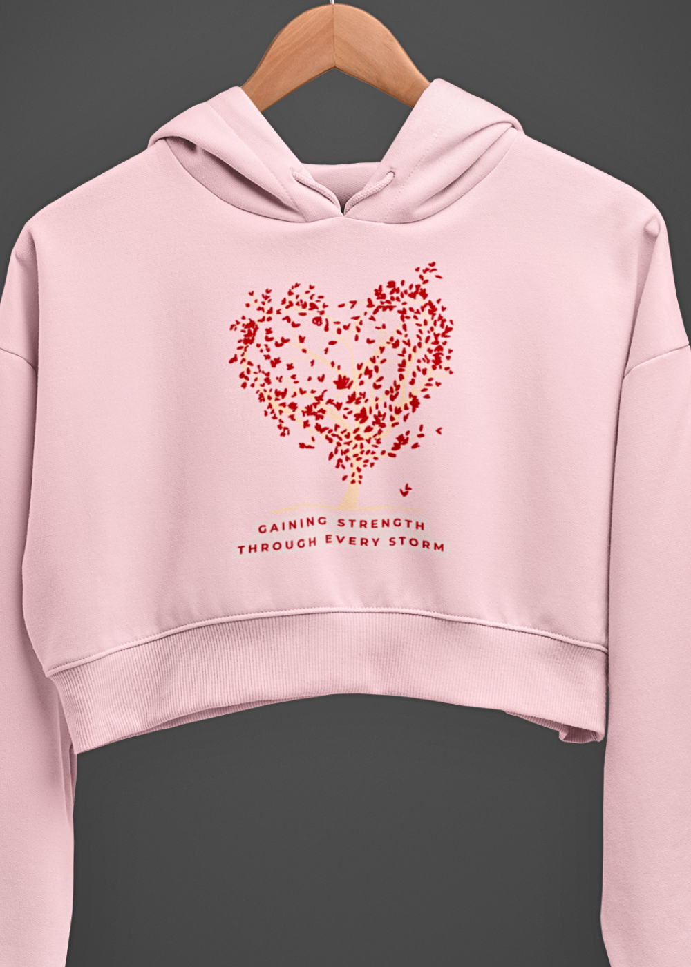 Heartwood Bloom: Tree of Hearts Graphic Crop Hoodie