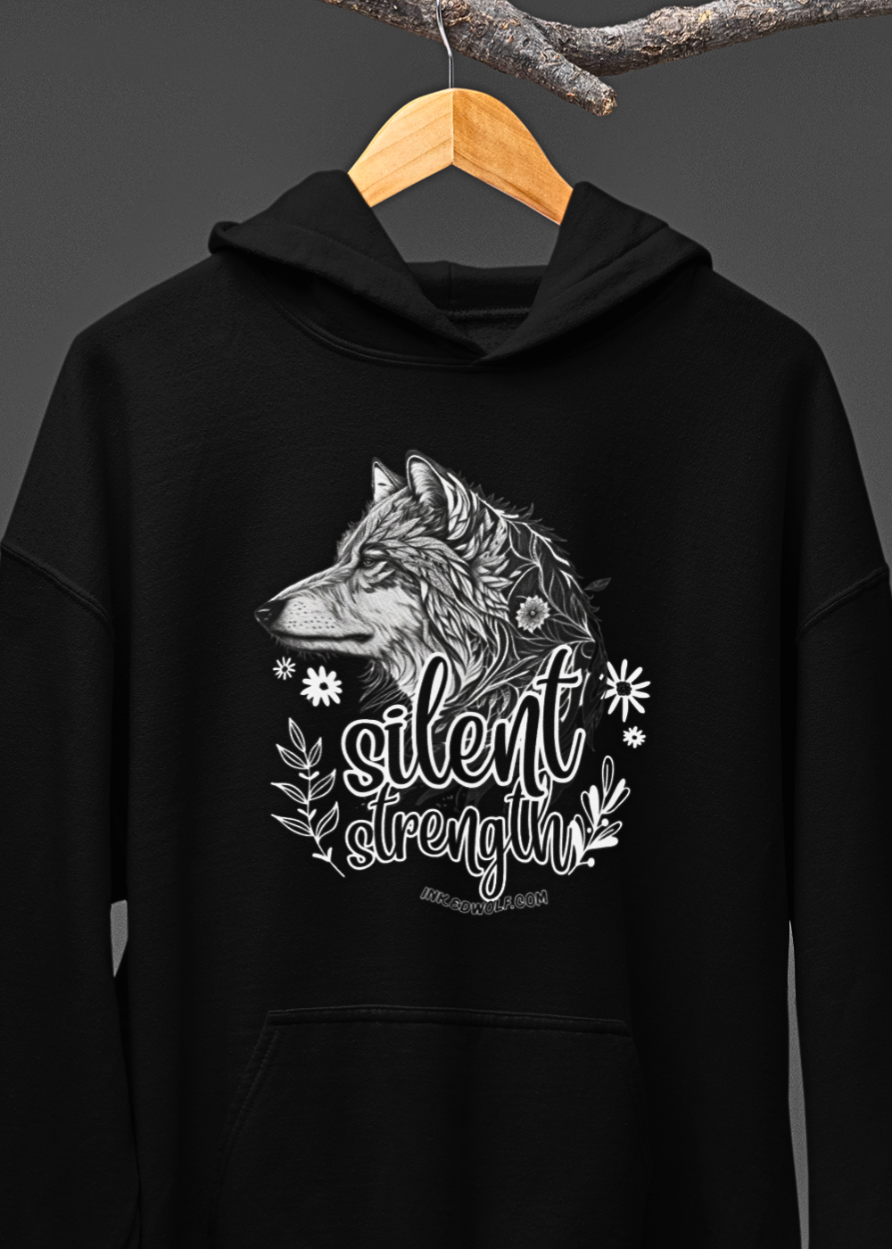 Silent Strength Hoodie - Empowering Female Wolf Design