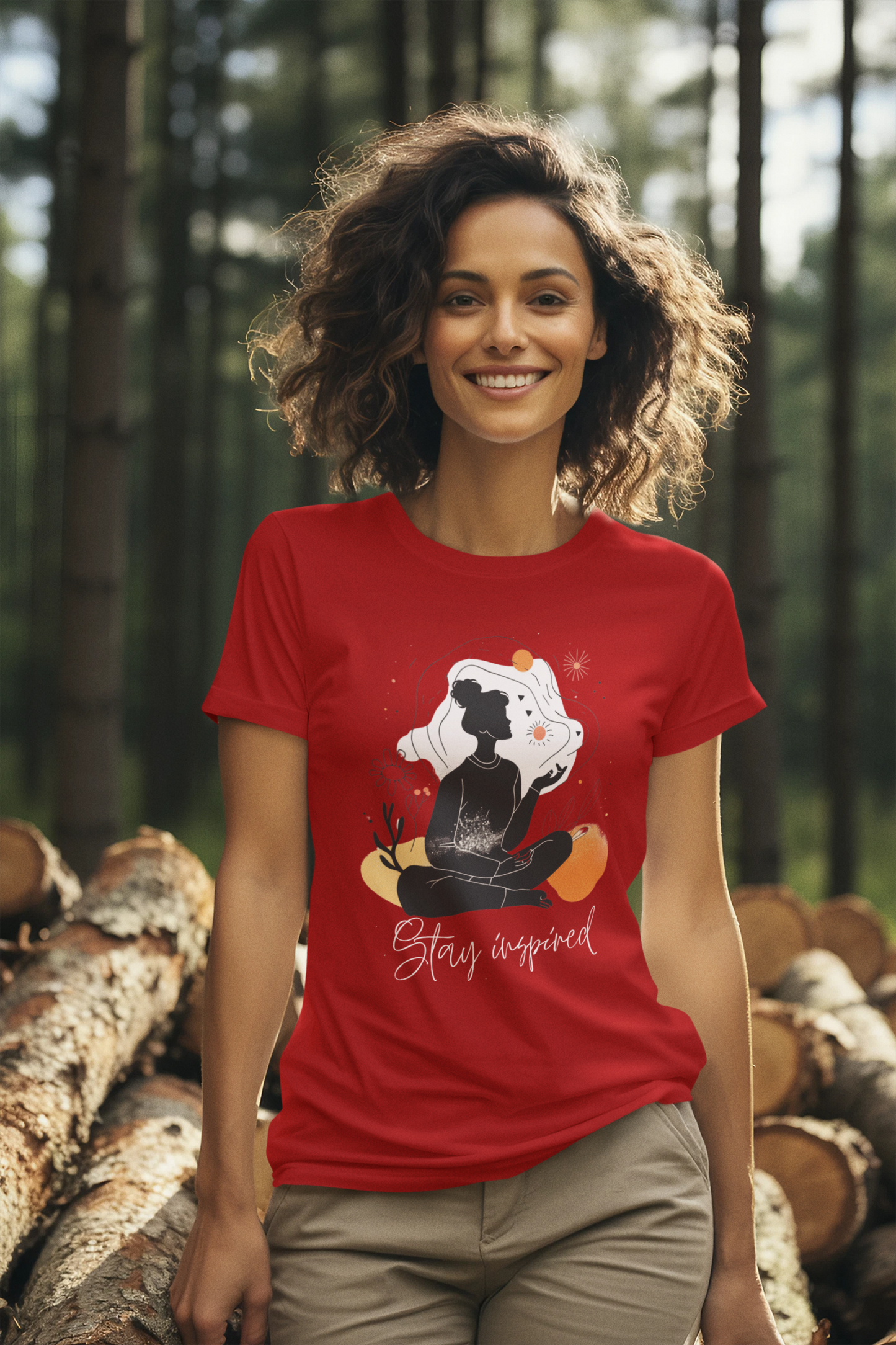 Creative Blossoms : Stay Inspired Floral Graphic T-Shirt