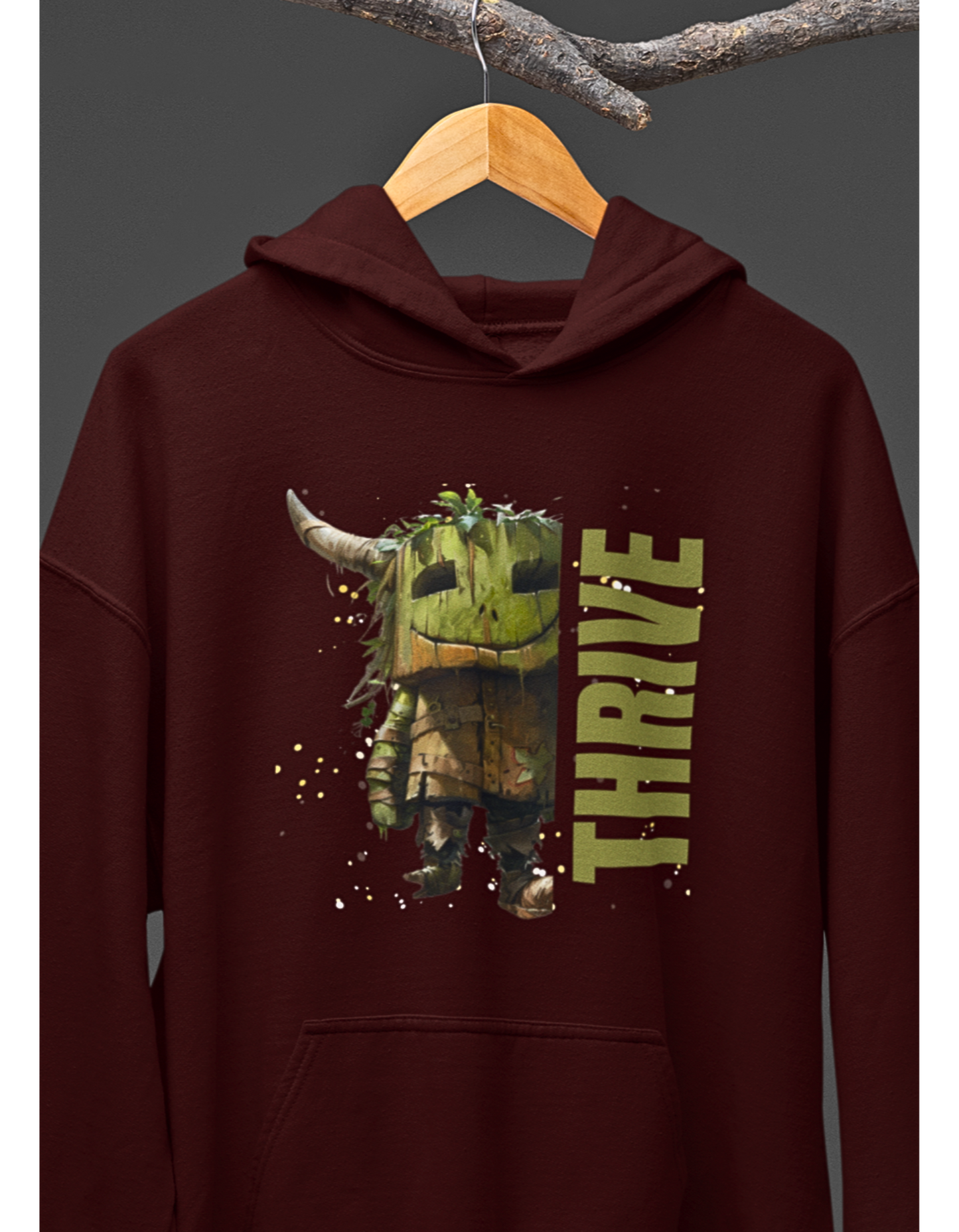 Thrive Woody Creature Graphic Hoodie: Embrace Nature’s Charm!