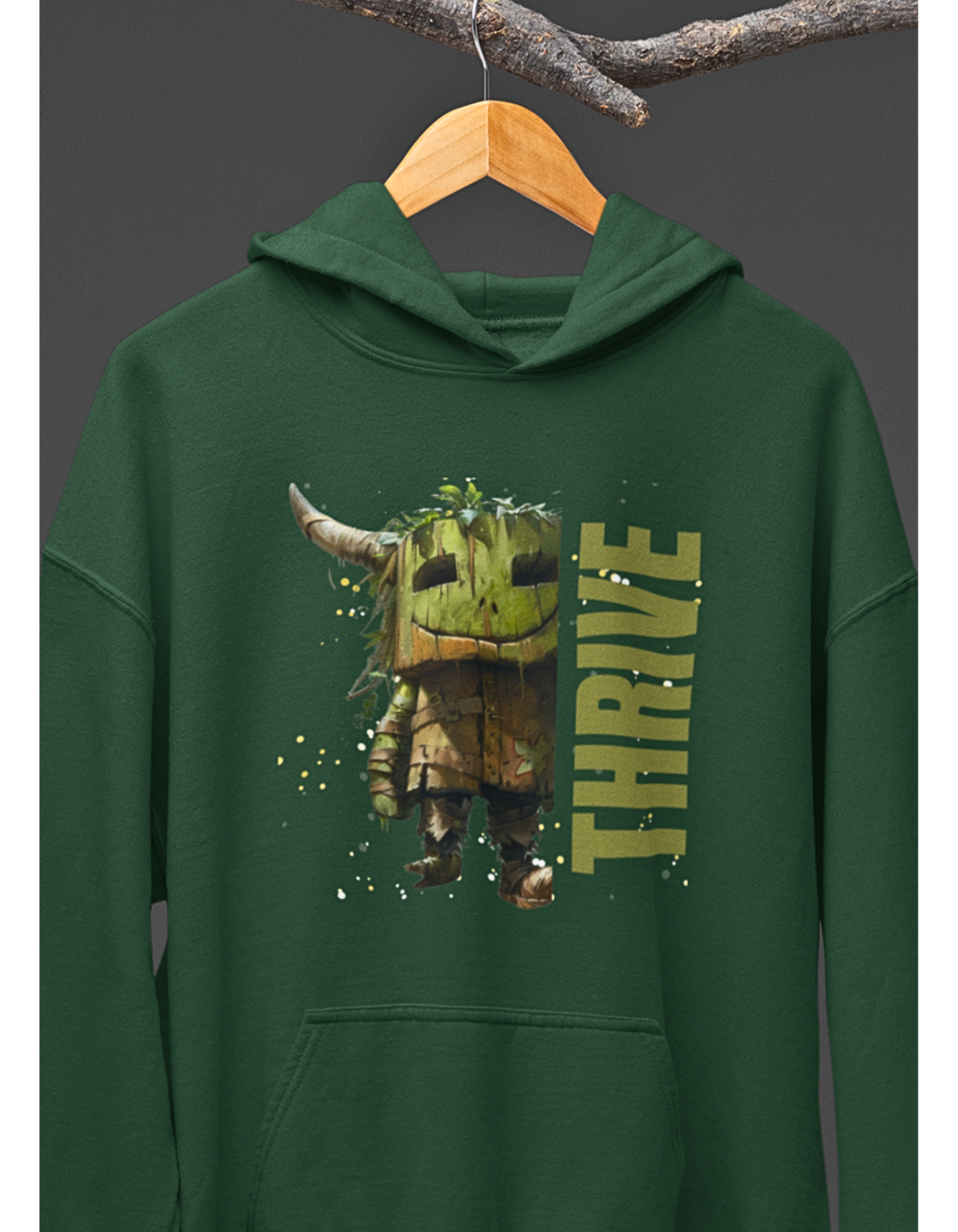 Thrive Woody Creature Graphic Hoodie: Embrace Nature’s Charm!