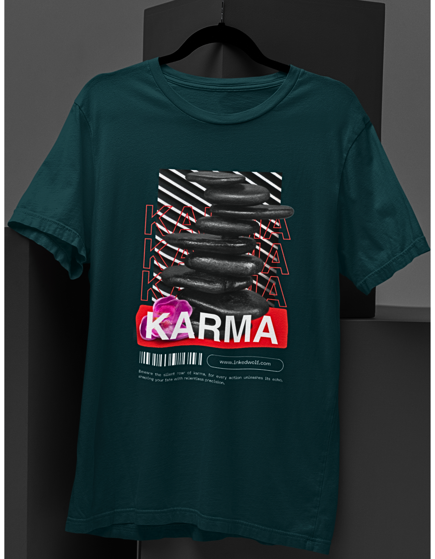 Zen Karma: Graphic Tee with Tranquil Stone Balance