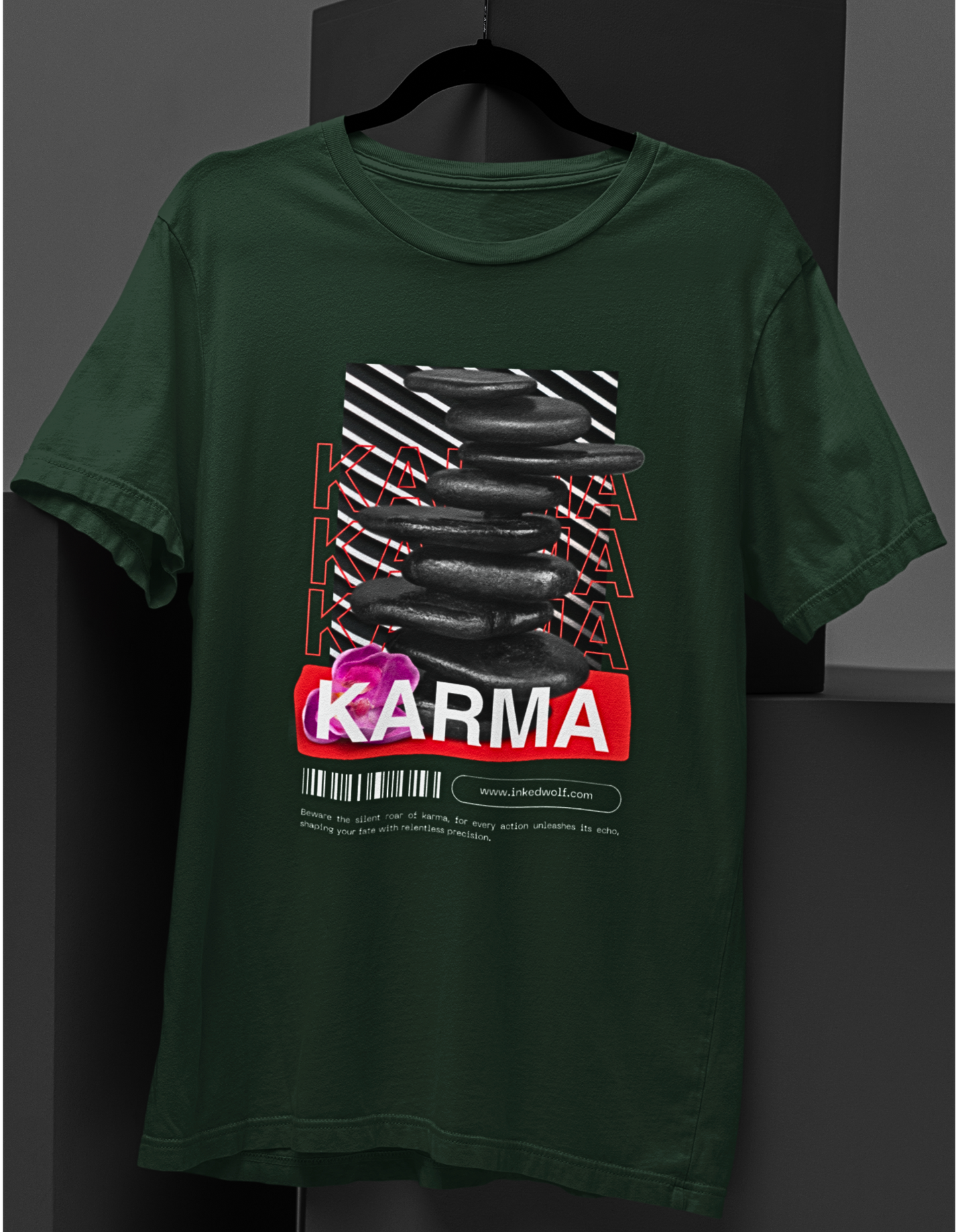 Zen Karma: Graphic Tee with Tranquil Stone Balance