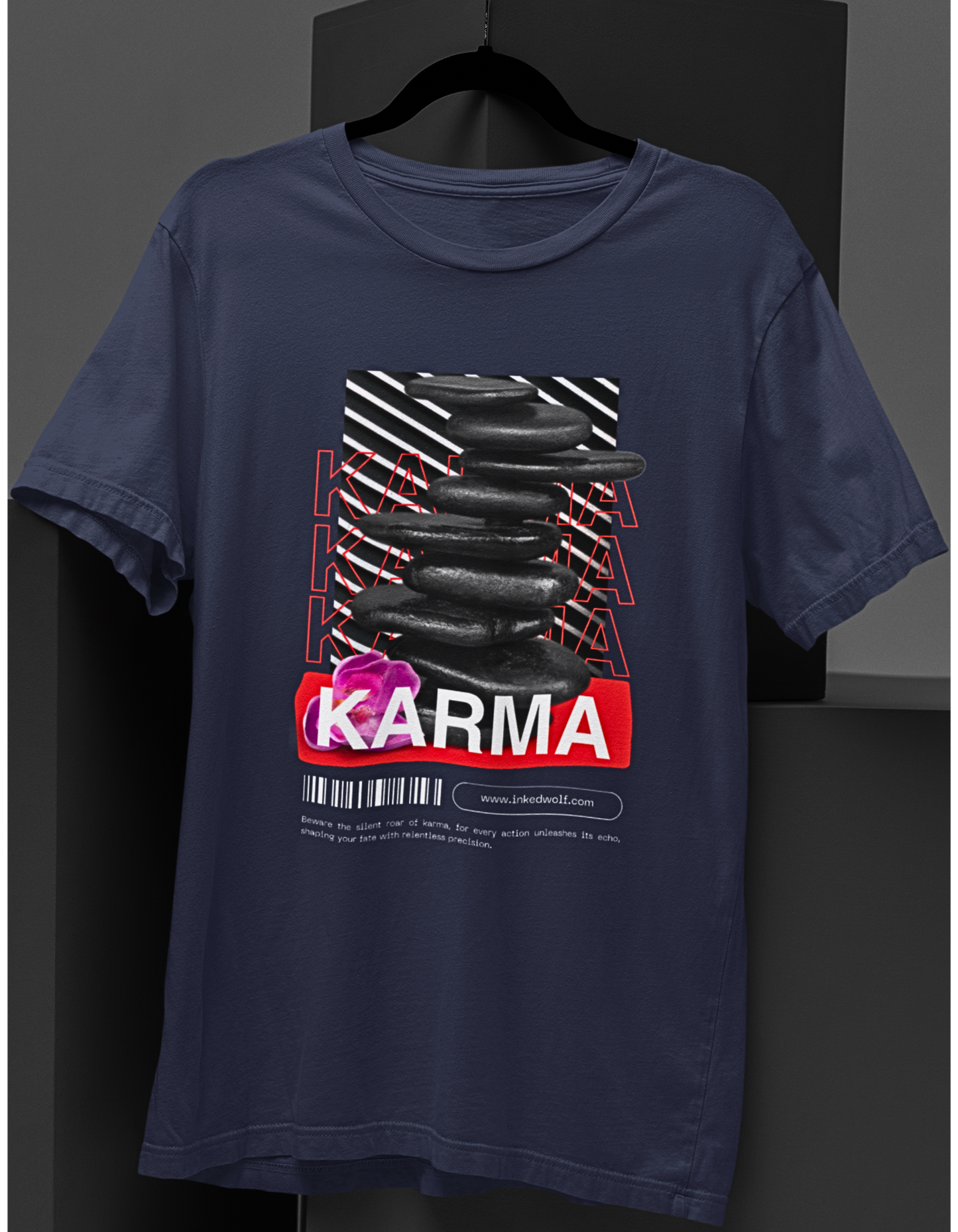 Zen Karma: Graphic Tee with Tranquil Stone Balance