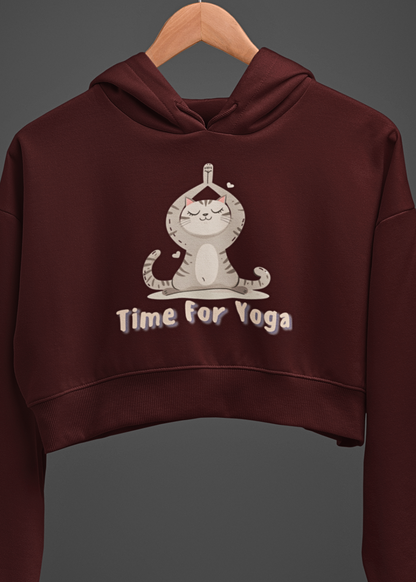 Zen Kitty Crop Hoodie : It's Time for Yoga