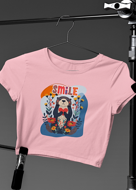 Otterly Happy Smile Crop Tee