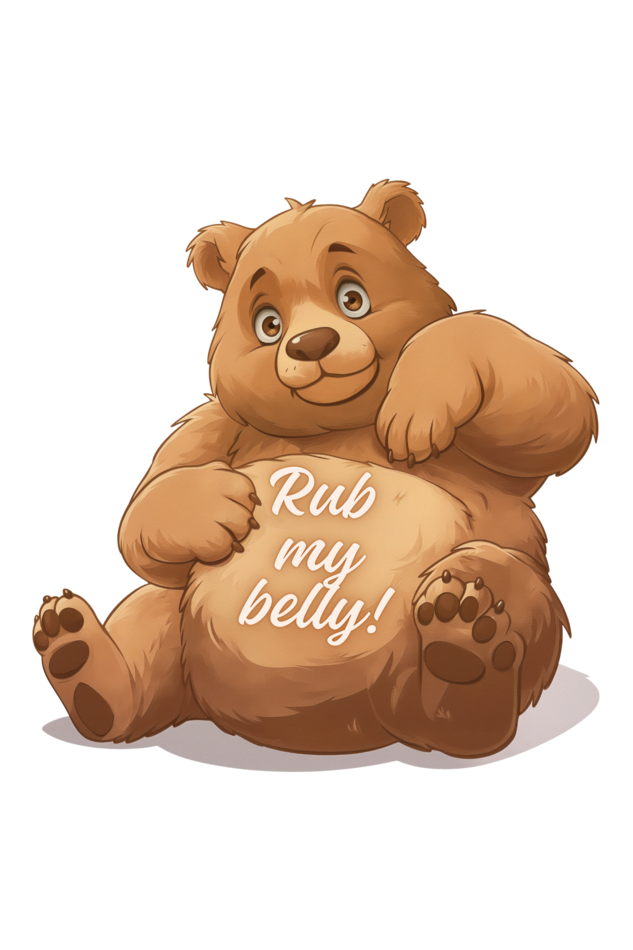 Rub My Belly: Playful Bear Graphic T-shirt