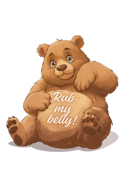 Rub My Belly: Playful Bear Graphic T-shirt