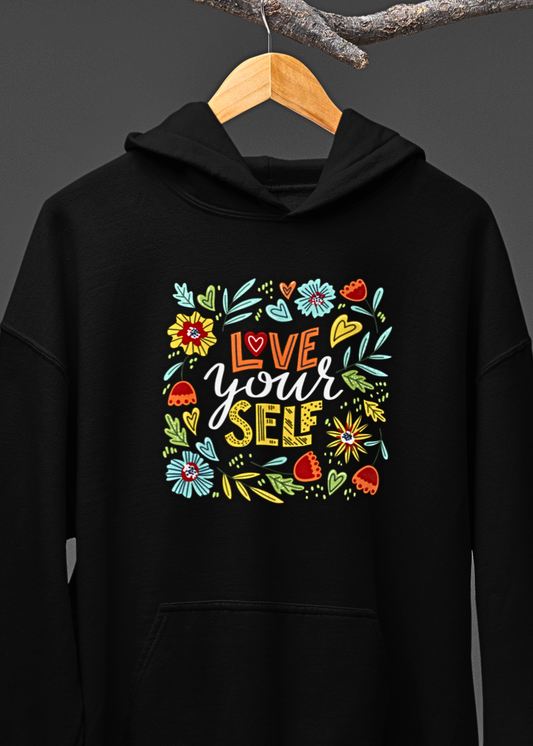 Love Yourself Abstract Floral Hoodie