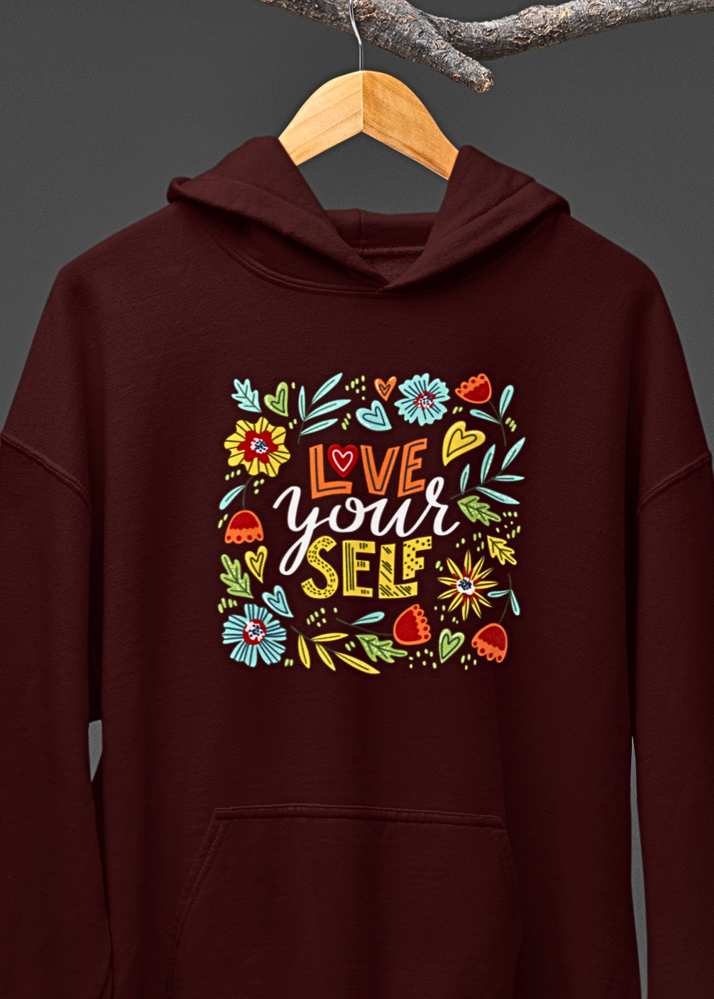 Love Yourself Abstract Floral Hoodie