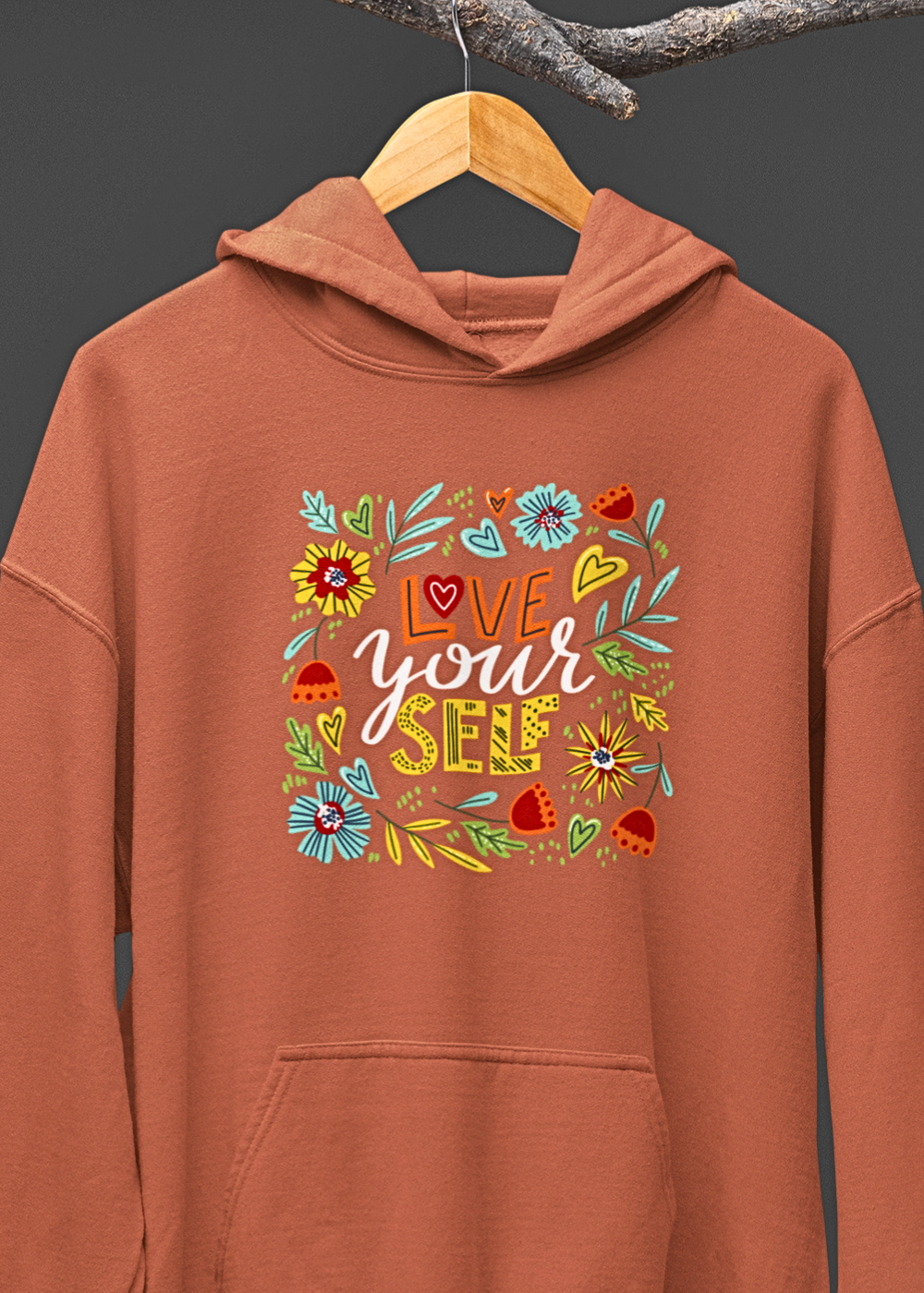 Love Yourself Abstract Floral Hoodie