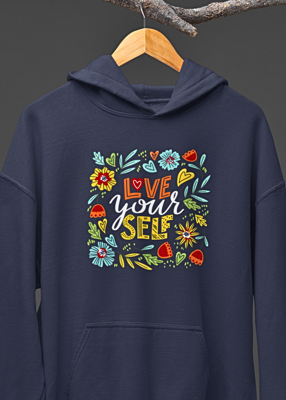 Love Yourself Abstract Floral Hoodie