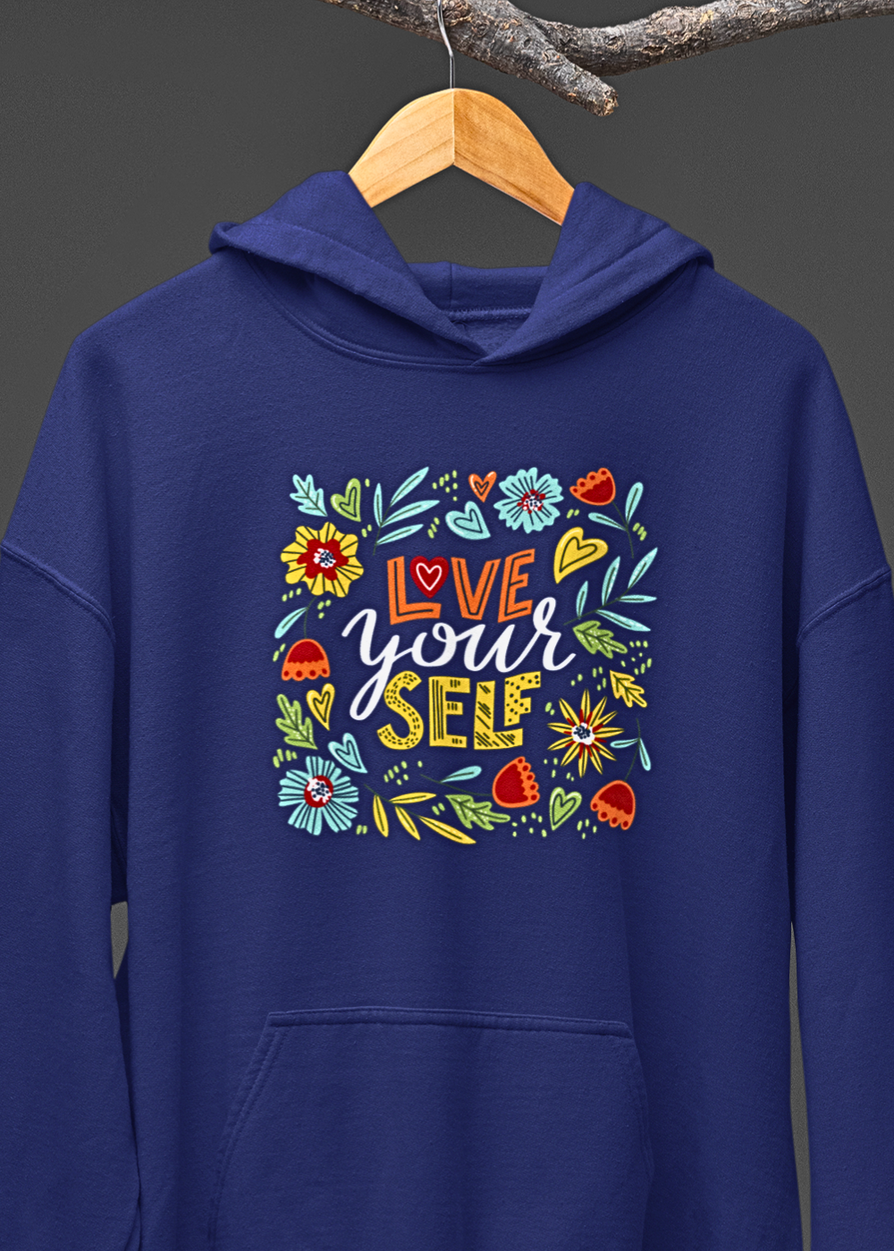 Love Yourself Abstract Floral Hoodie