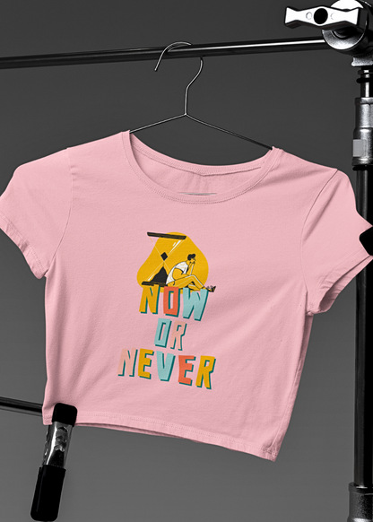 Now or Never: Women's Graphic Crop Tee