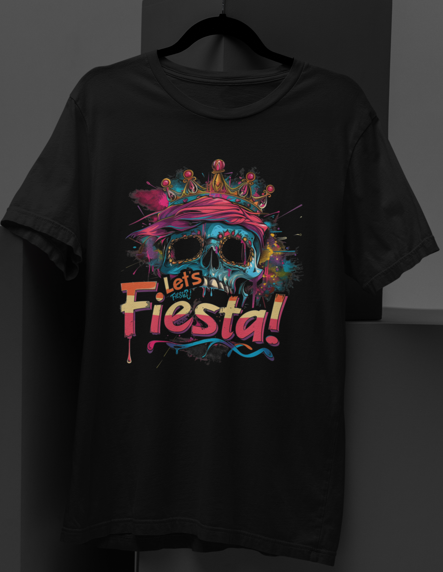 Let's Fiesta Skull Digital Art T-shirt: Wearable Celebration Fun!