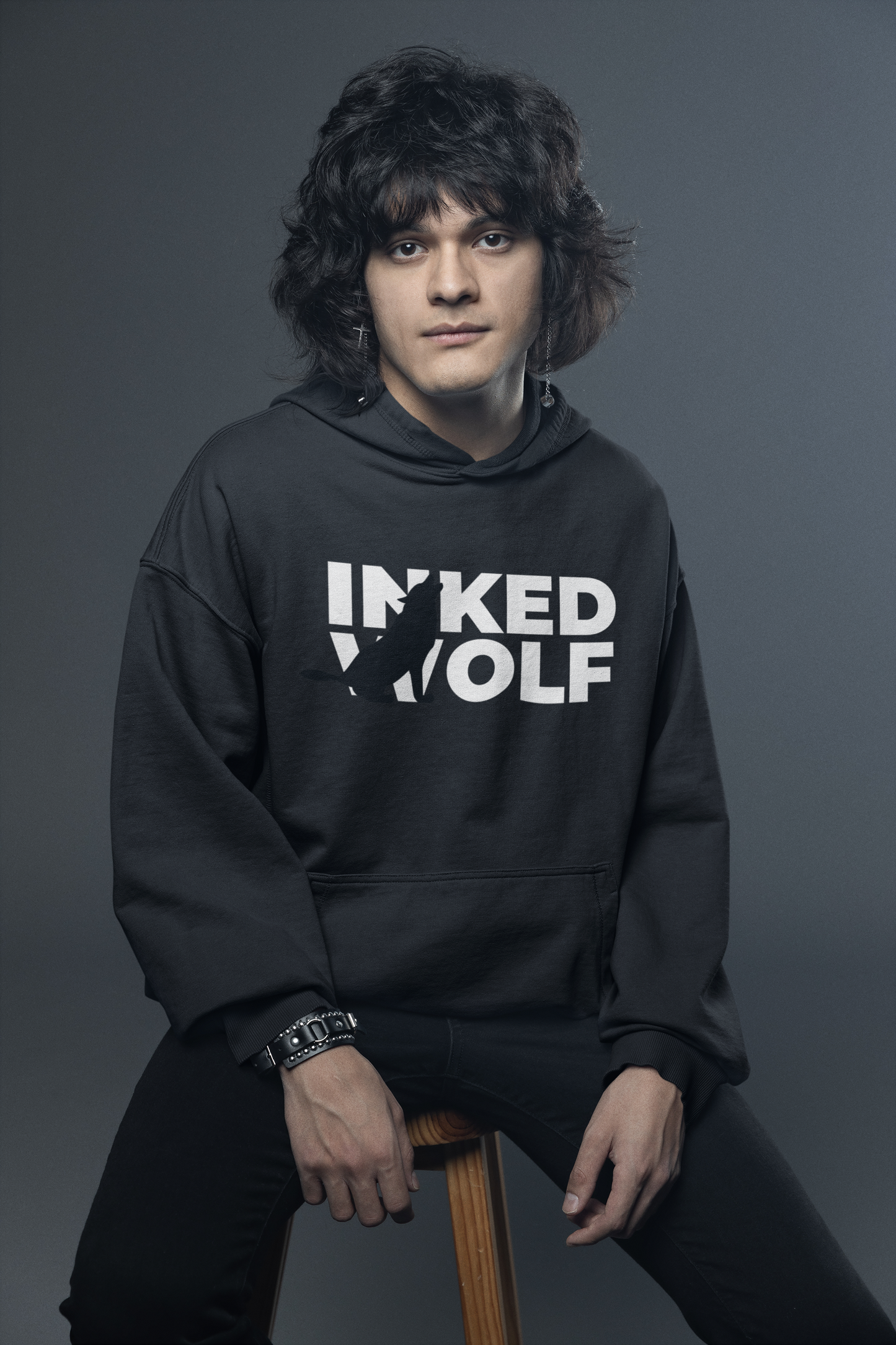 Inked Wolf Howling Men's Hoodie