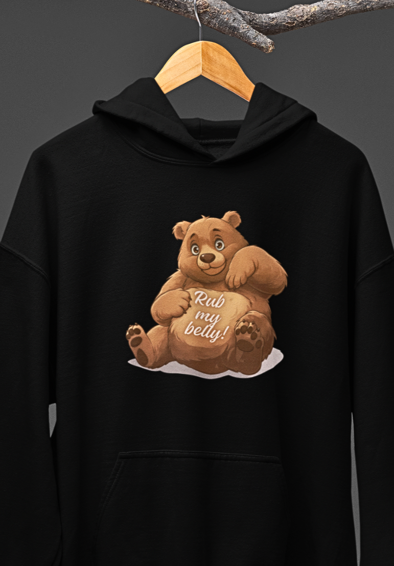 Cuddly Belly : Playful Bear Graphic hoodie