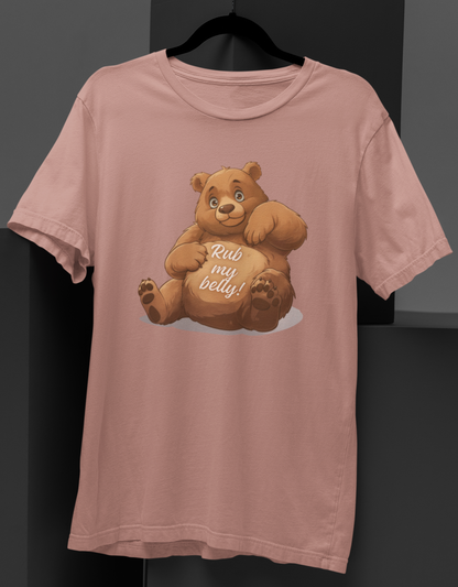 Rub My Belly: Playful Bear Graphic T-shirt